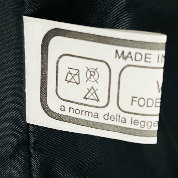 Old Florence Trench Jacket Italian Soft VERA PELLE Leather Black Brown Sz EU 44 - Picture 15 of 16